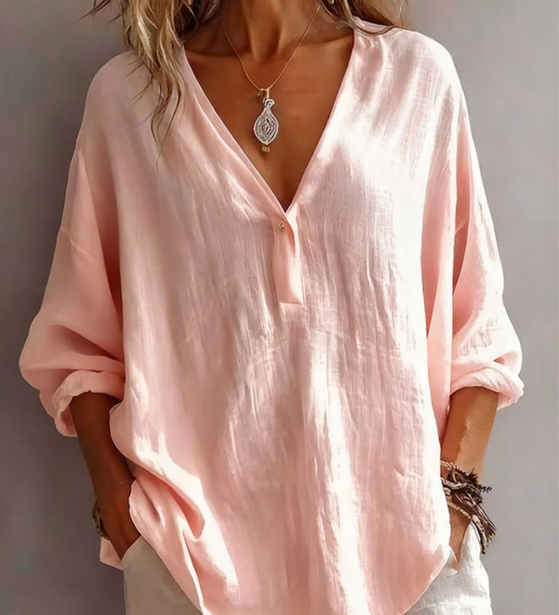 Blouse met V-hals en knopen voor dagelijks gebruik
