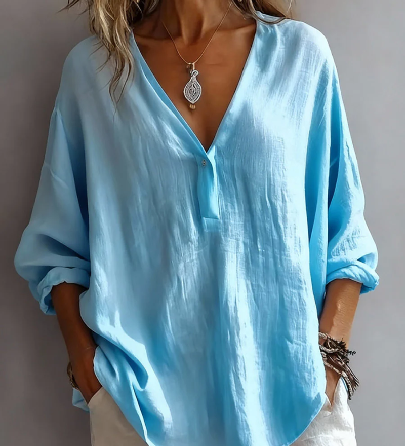 Blouse met V-hals en knopen voor dagelijks gebruik