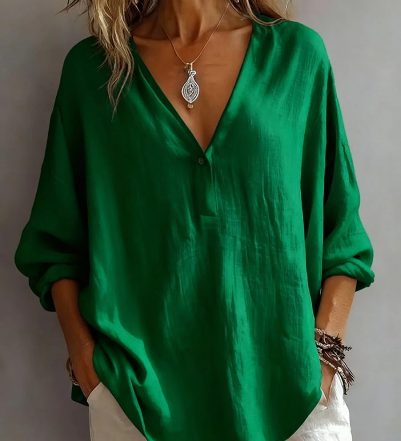 Blouse met V-hals en knopen voor dagelijks gebruik