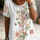 Anaïs | Top met bloemenprint en strepen voor een speelse look
