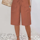 Korte broek met elastische tailleband en koordsluiting