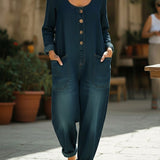 Renske | Denim jumpsuit met lange mouwen en relaxte pasvorm