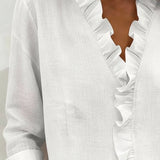 Blouse met V-hals en ruches voor een elegante uitstraling