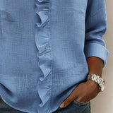 Blouse met V-hals en ruches voor een elegante uitstraling