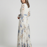 Lavinia | Maxi jurk met lange mouwen en V-hals met bloemenpatroon