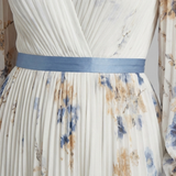 Lavinia | Maxi jurk met lange mouwen en V-hals met bloemenpatroon