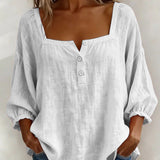 Blouse met vierkante hals en knoopsluiting voor een ontspannen look