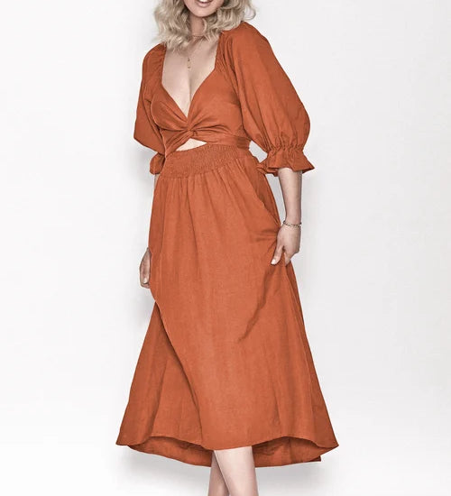 Chelsea | Zomerjurk met lantaarnmouwen en tijdloze elegantie
