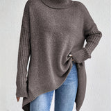 Oversized coltrui met zachte knit en verlengde achterkant