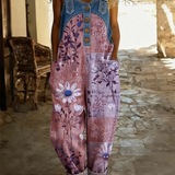 Eveline | Denim jumpsuit met patchwork bloemenprint en losse pasvorm