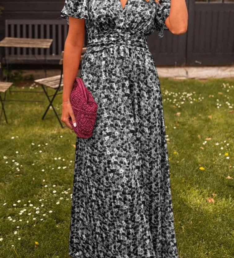 Anais | Zomerjurk met V-hals en elegante lange pasvorm