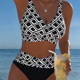Twee-delig Bikini Met Bh-Snit En Diamantpatroon