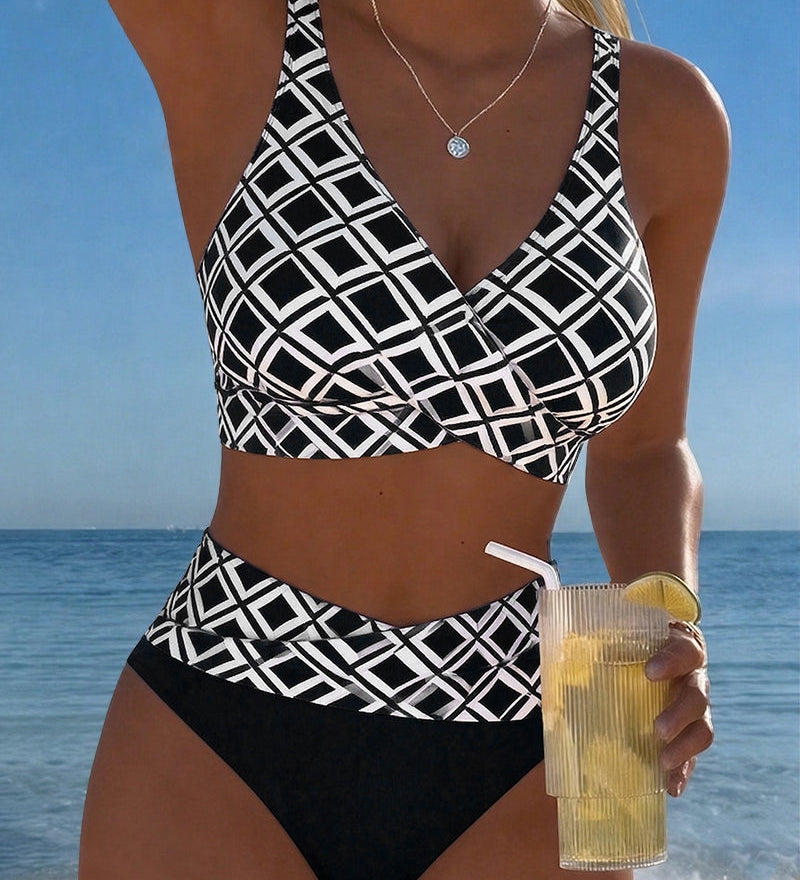 Twee-delig Bikini Met Bh-Snit En Diamantpatroon