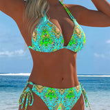 Bikini Kleurrijk Halter Druk