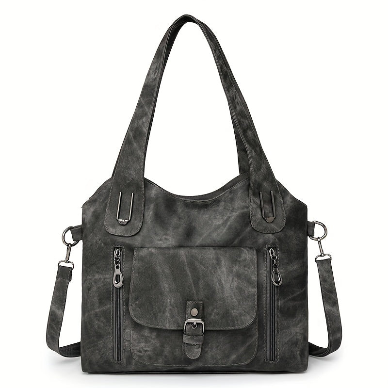 Leren Schoudertas met Vintage Look en Afneembare Band