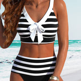Demi | Gestreepte Bikini met Hoge Taille