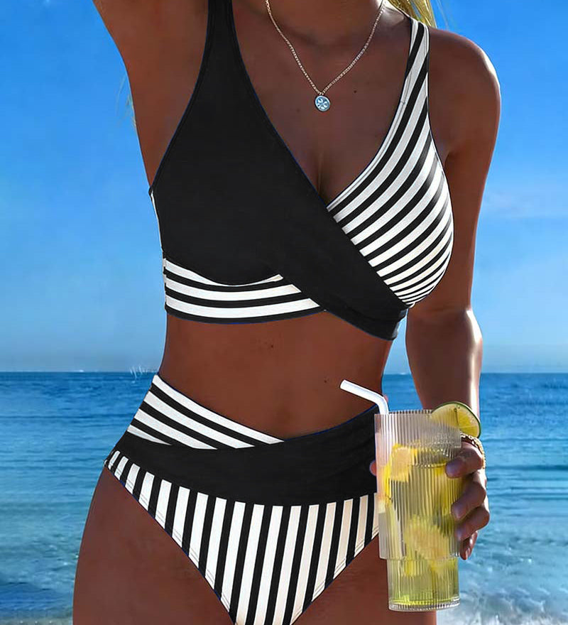Bikini Kruzende Strepen Gedrukt