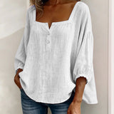 Blouse met vierkante hals en knoopsluiting voor een ontspannen look