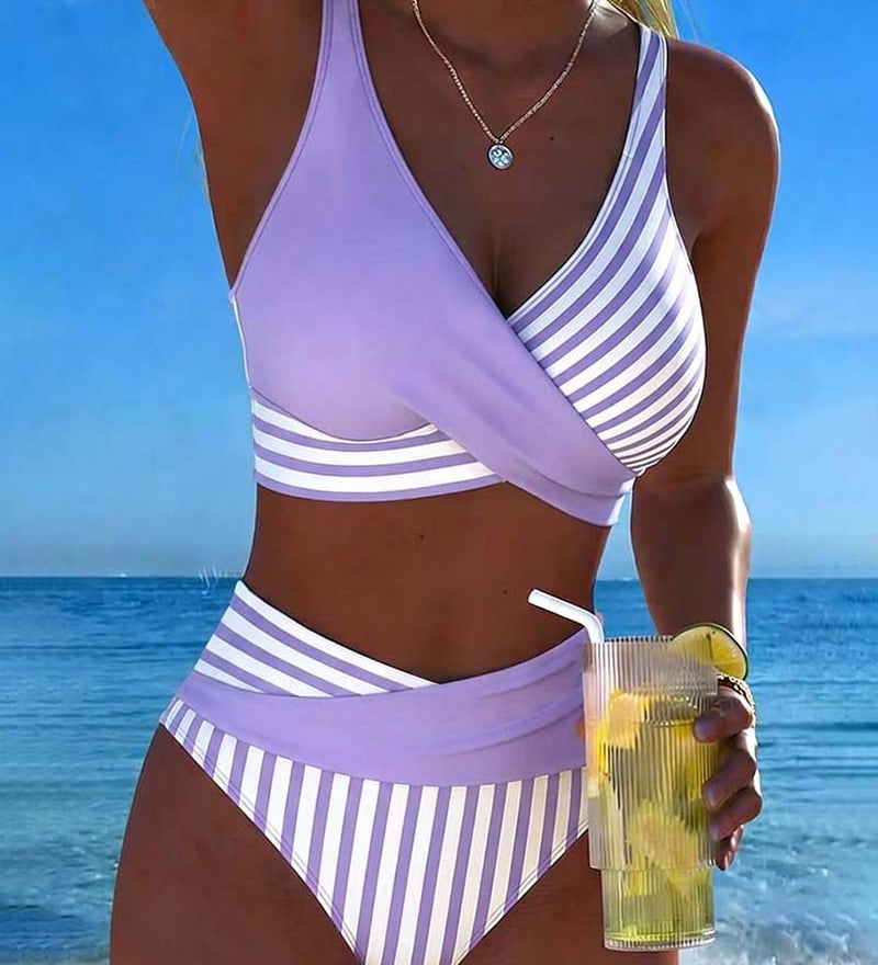 Bikini Kruzende Strepen Gedrukt