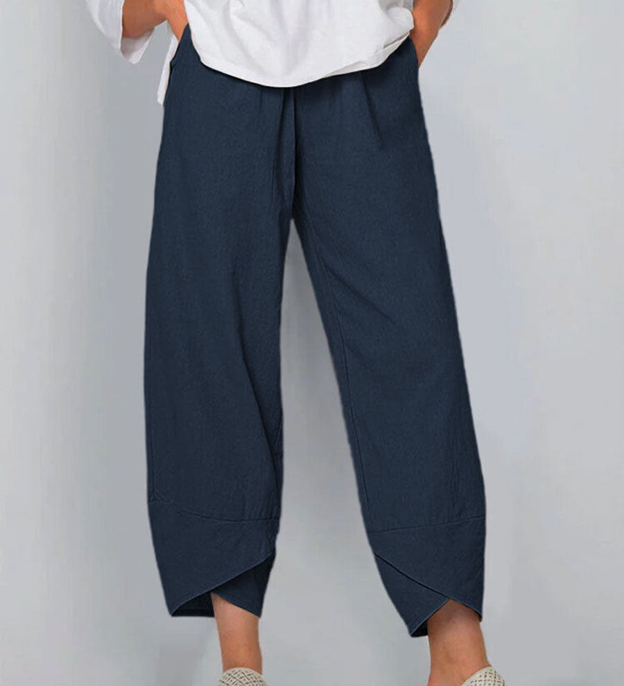 Katoenen linnen broek met los model en elegante casual uitstraling