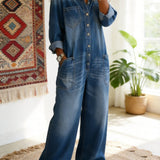 Lainey | Denim jumpsuit met kraag en losvallende pasvorm