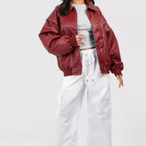 Elle | Leren bomberjack met stoere look en comfortabele pasvorm