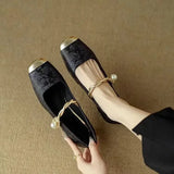 Bandschoenen met pareldetail en glanzende afwerking