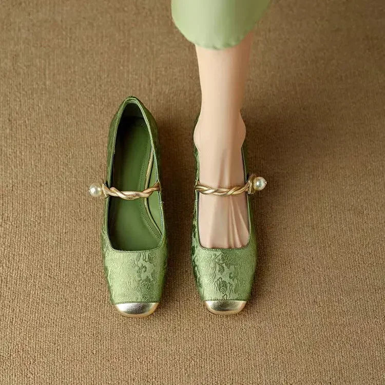 Bandschoenen met pareldetail en glanzende afwerking