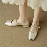 Bandschoenen met pareldetail en glanzende afwerking