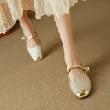 Bandschoenen met pareldetail en glanzende afwerking