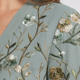 Evadne | Maxi jurk met V-hals en korte mouwen