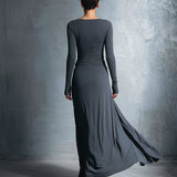 Maxi-jurk met wikkelontwerp en zijden knoop voor elegante look