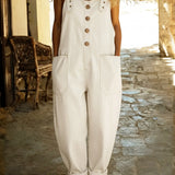 Denim jumpsuit met verstelbare bandjes en relaxte pasvorm