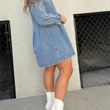 Nyla | Denim jurk met gewassen finish en relaxte pasvorm