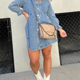 Nyla | Denim jurk met gewassen finish en relaxte pasvorm