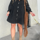 Nyla | Denim jurk met gewassen finish en relaxte pasvorm