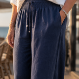 Feline | Brede Pantalon in Katoen en Linnen Mix