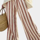 Linnen set met oversized blouse en wijde broek voor zomerse dagen