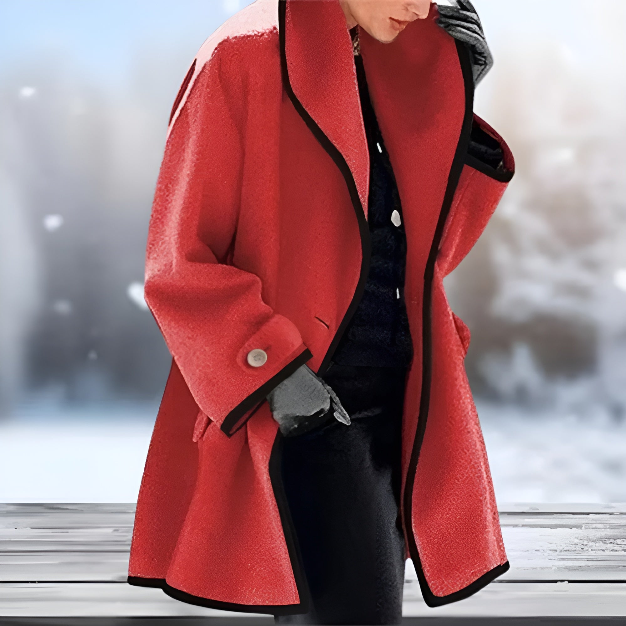 Trenchcoat met brede revers en warme voering voor elegante winterdagen