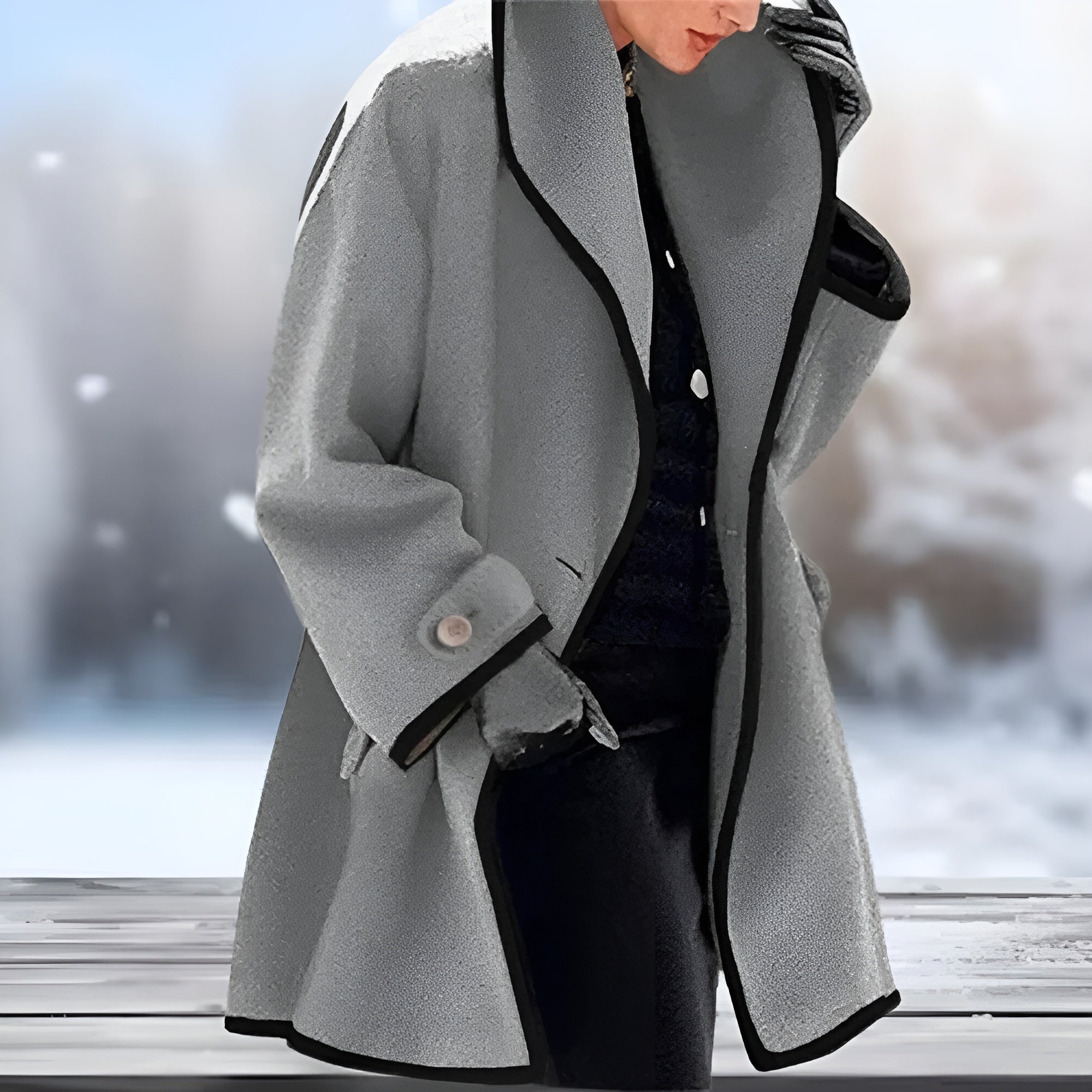 Trenchcoat met brede revers en warme voering voor elegante winterdagen