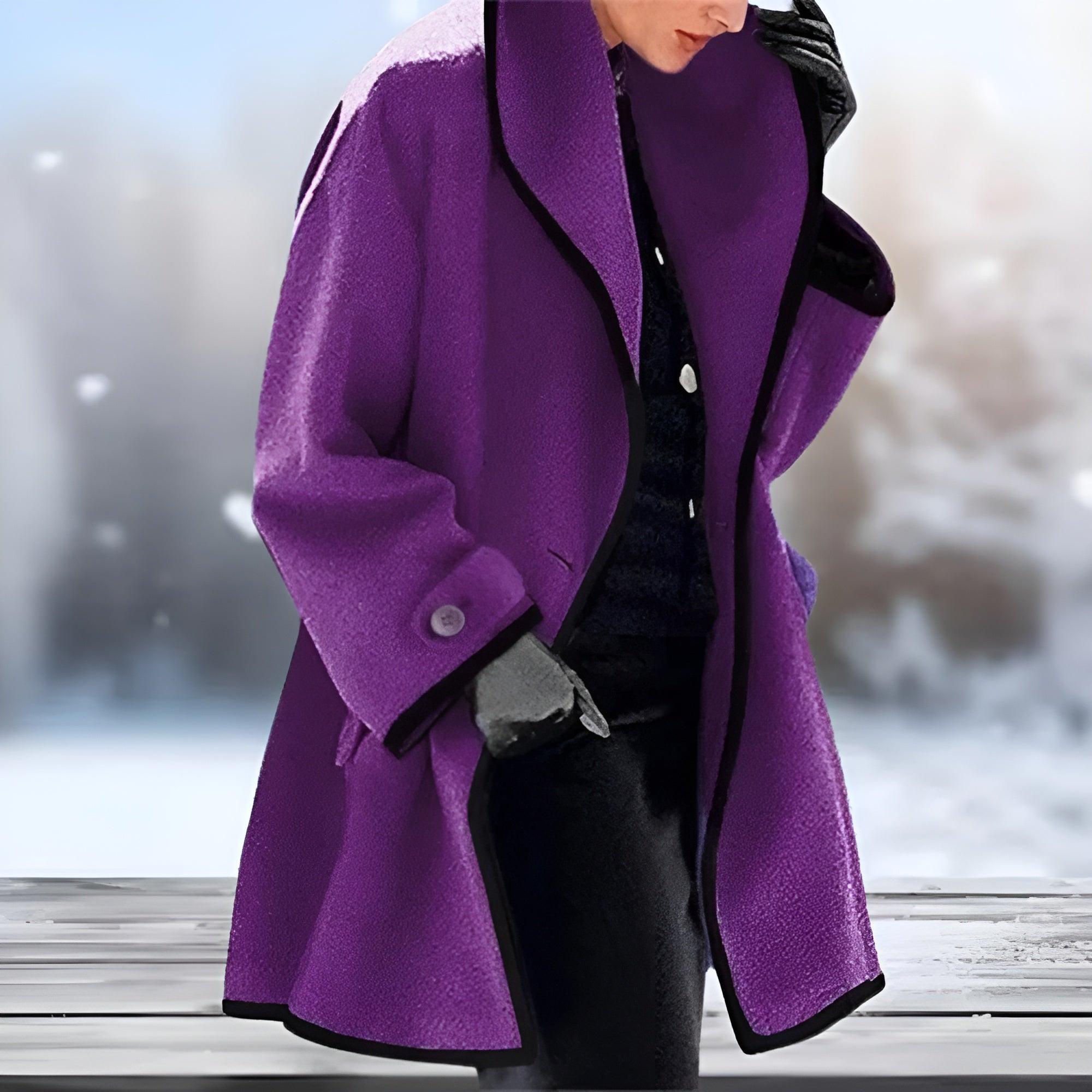Trenchcoat met brede revers en warme voering voor elegante winterdagen