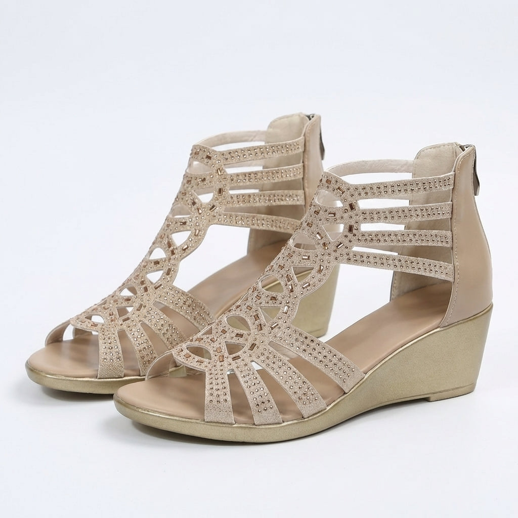 Luna | Elegante Sandalen met Sleehak en Strassdetails