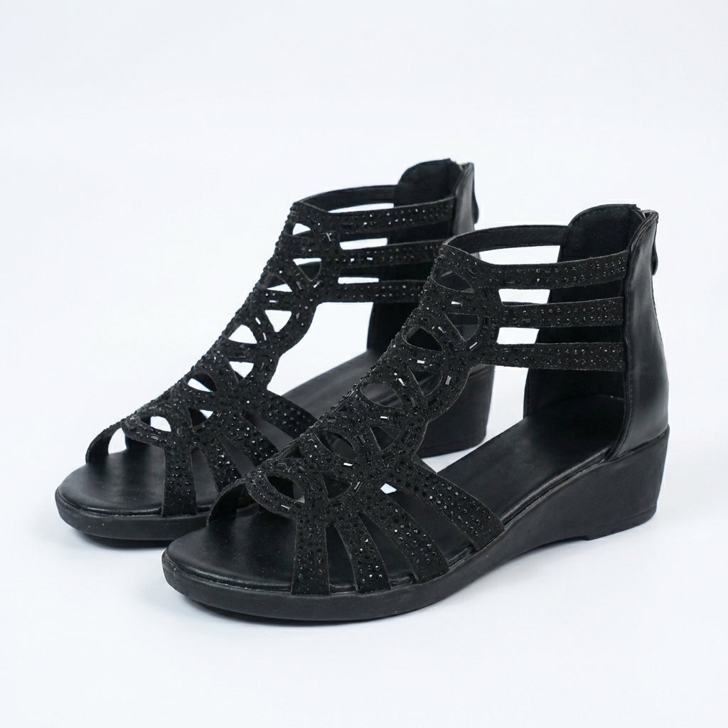 Luna | Elegante Sandalen met Sleehak en Strassdetails