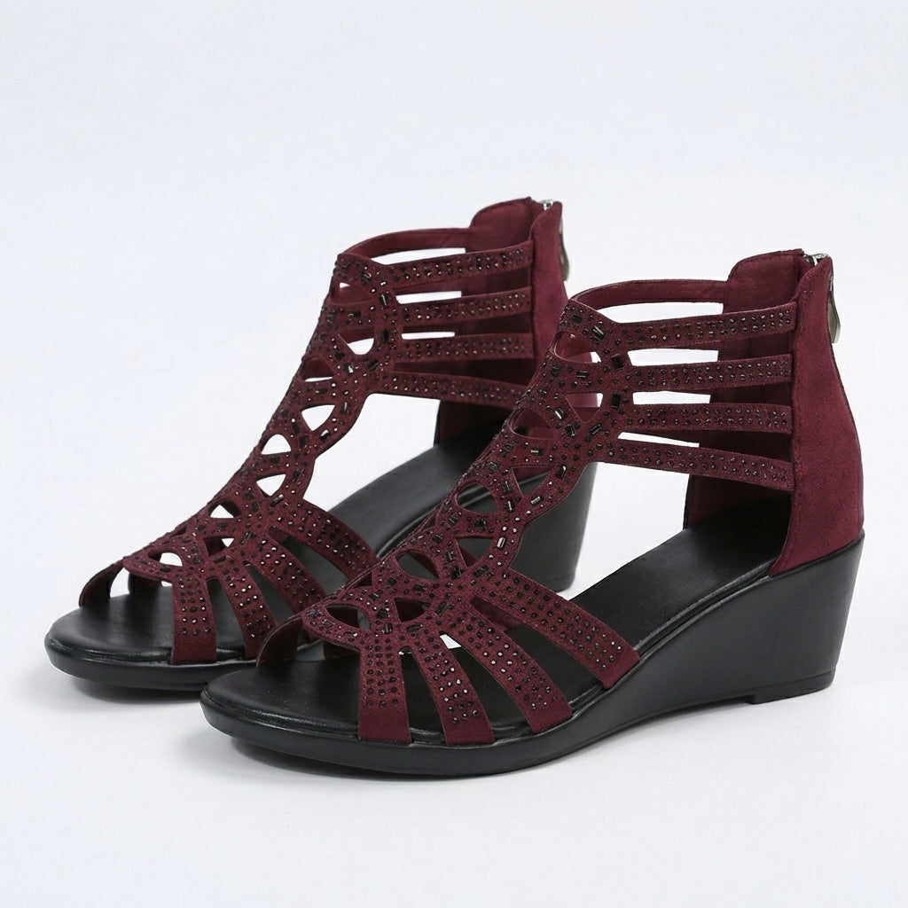 Luna | Elegante Sandalen met Sleehak en Strassdetails