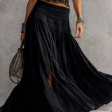 Vega | Tweedelige set met kanten top en geplooide maxi-rok