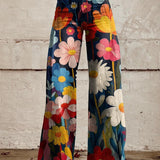 Wijde broek met bloemenmotief en vloeiende pasvorm