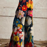 Wijde broek met bloemenmotief en vloeiende pasvorm