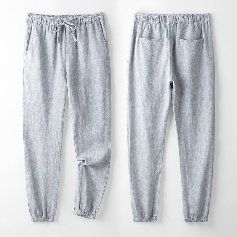 Linnen broek met elastische tailleband en ontspannen pasvorm