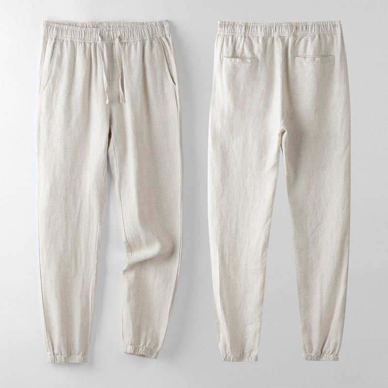Linnen broek met elastische tailleband en ontspannen pasvorm