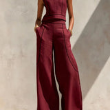 Inés Conjunto de Dos Piezas con Pantalón Palazzo y Detalles en Contraste